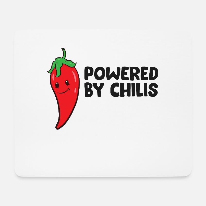 Funny Chili Lover Powered By Chilis - Mouse Pad (horizontal) - white