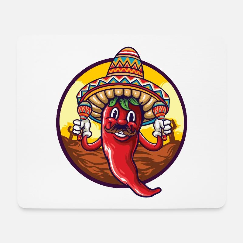 Chili Sombrero Mexikanische Party Wüste - Mousepad (Querformat) - Weiß