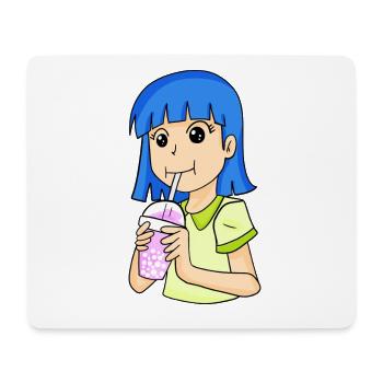 Anime fille avec bubble tea - Tapis de souris (format paysage) - blanc - Devant