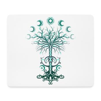 Ygdrassil Moon Phase Lebensbaum Occult Pagan - Mousepad (Querformat) - Weiß - Vorne