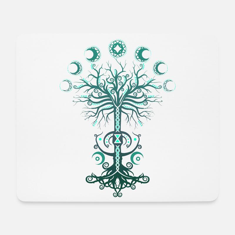 Ygdrassil Moon Phase Lebensbaum Occult Pagan - Mousepad (Querformat) - Weiß