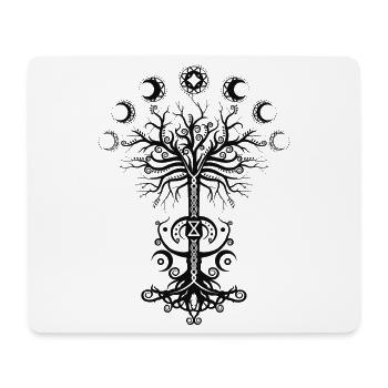Ygdrassil Moon Phase Lebensbaum Occult Pagan - Mousepad (Querformat) - Weiß - Vorne