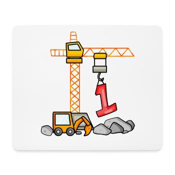 Kinder Geburtstagsshirt Bagger 1 Junge Baustelle 1 - Mousepad (Querformat) - Weiß - Vorne