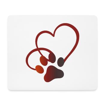patte de chat avec coeur amoureux des chats amoureux des chats - Tapis de souris (format paysage) - blanc - Devant