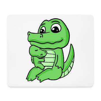 Crocodile Family - Crocodile with Baby - Crocodile - Mouse Pad (horizontal) - white - Front