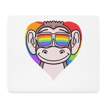 Cœur LGBT avec singe arc-en-ciel - Tapis de souris (format paysage) - blanc - Devant