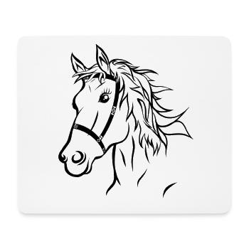 Tête de cheval silhouette cheval équitation cadeau - Tapis de souris (format paysage) - blanc - Devant