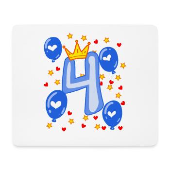 4. Geburtstag Junge Luftballons Krone Sterne - Mousepad (Querformat) - Weiß - Vorne