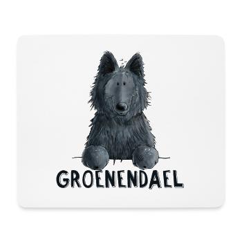 Happy Groenendael I Hund Kopf I Comic - Mousepad (Querformat) - Weiß - Vorne