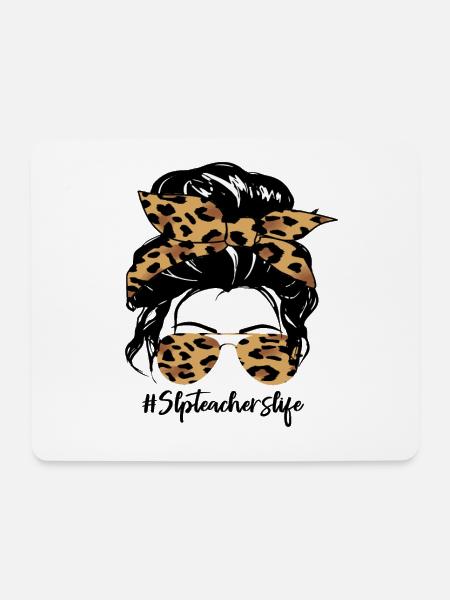 Leopard Bow Hair & Sunglasses - Mouse Pad (horizontal) - white