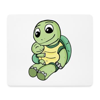 Tortue famille - tortue avec bébé - Tapis de souris (format paysage) - blanc - Devant