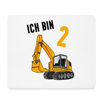 2. Geburtstag 2 Jahre Jungen Bagger Shirt - Mousepad (Querformat) - Weiß - Vorne