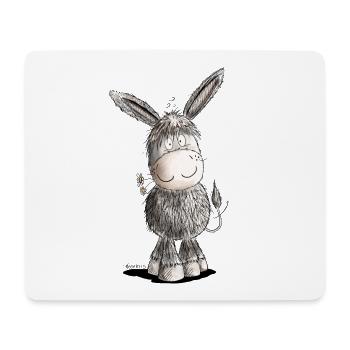 Happy Esel I Tiermotiv - Mousepad (Querformat) - Weiß - Vorne