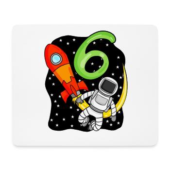 6e anniversaire - 6 ans astronaute cadeau garçons - Tapis de souris (format paysage) - blanc - Devant