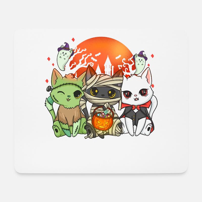 Halloween-Katze Halloween-Kostüm - Mousepad (Querformat) - Weiß