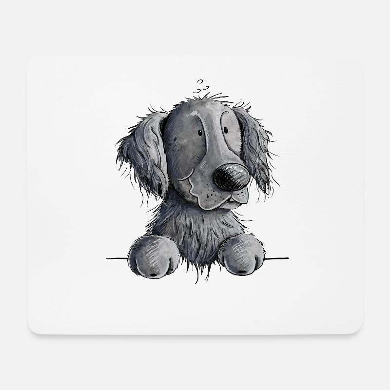 Happy Flat Coated Retriever I Hund - Mousepad (Querformat) - Weiß