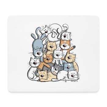 Happy Cats Pile I Cat Friends Cadeau - Tapis de souris (format paysage) - blanc - Devant