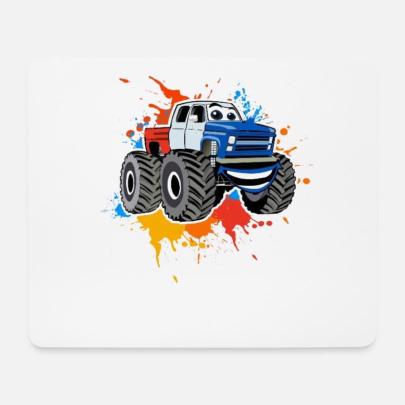 Monstertruck - Mousepad (Querformat) - Weiß