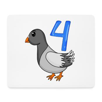 4 ans - 4ème anniversaire - motif oiseau pigeon - Tapis de souris (format paysage) - blanc - Devant