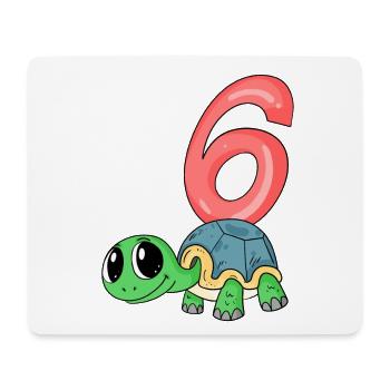 6 ans - 6ème anniversaire - motif tortue - Tapis de souris (format paysage) - blanc - Devant