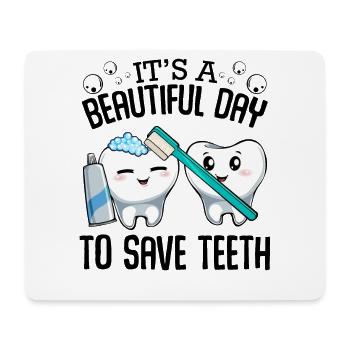 Duo de soins dentaires : Se brosser les dents - Tapis de souris (format paysage) - blanc - Devant