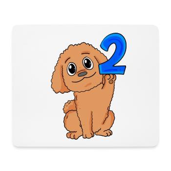 2 ans - 2 anniversaires - motif caniche chien - Tapis de souris (format paysage) - blanc - Devant