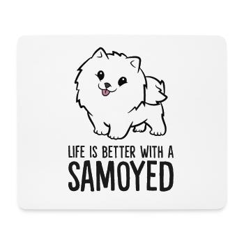 Das Leben ist besser mit einem Samojeden - Mousepad (Querformat) - Weiß - Vorne