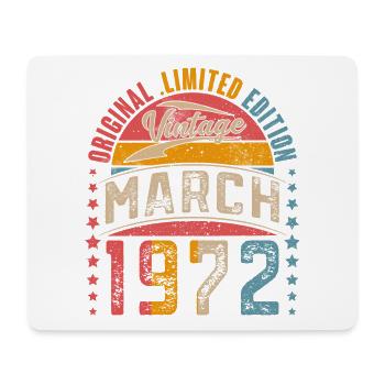 1972 März Jahrgang 50. Geburtstag Vintage Retro - Mousepad (Querformat) - Weiß - Vorne
