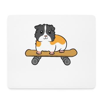 Skateboard Cochon d’Inde Patineur mignon - Tapis de souris (format paysage) - blanc - Devant
