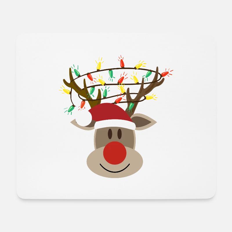 Elchkopf Rudolph Elch Rentier - Mousepad (Querformat) - Weiß