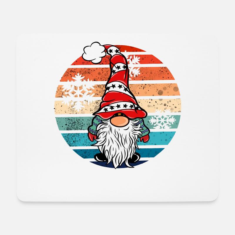 Retro Weihnachts Wichtel mit Schneeflocken - Mousepad (Querformat) - Weiß