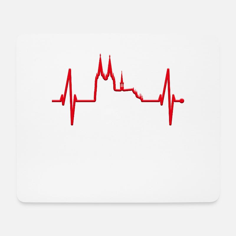 Köln Skyline Herzschlag Rot Weiß Kölsch Kölner - Mousepad (Querformat) - Weiß