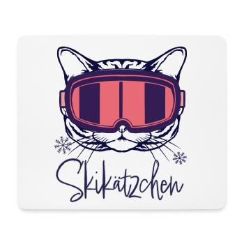 Katze Skifahren Skikätzchen Apres ski Wintersport - Mousepad (Querformat) - Weiß - Vorne