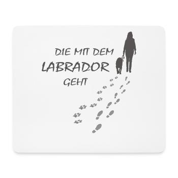 Die mit dem Labrador geht, Hundepfoten Labbi Gassi - Mousepad (Querformat) - Weiß - Vorne