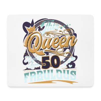 50ème Anniversaire 50 Ans Femmes Dames Reine - Tapis de souris (format paysage) - blanc - Devant