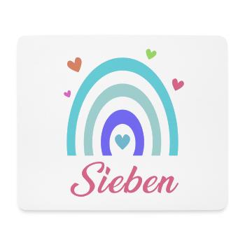 7. Geburtstag Regenbogen - Mousepad (Querformat) - Weiß - Vorne