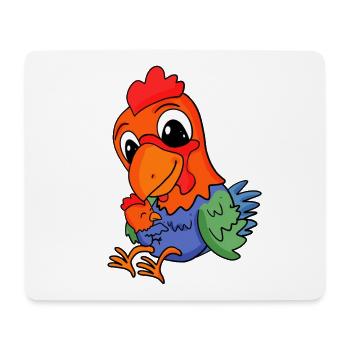 Hahn Motiv Familie - Hahn mit Baby - Mousepad (Querformat) - Weiß - Vorne