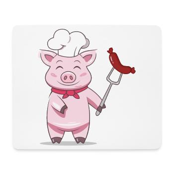 Pig Grill Master avec saucisse – Design drôle - Tapis de souris (format paysage) - blanc - Devant