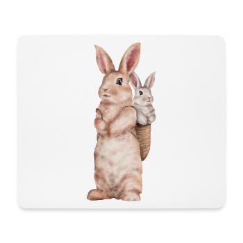 Lapin Lapin Floppy Oreille Lapin de Pâques Lapin Maman - Tapis de souris (format paysage) - blanc - Devant