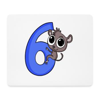 6 ans - 6ème anniversaire - motif lémuriens gobelins - Tapis de souris (format paysage) - blanc - Devant