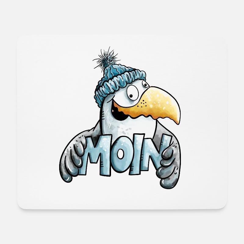 Moin Möwe I Nordsee I Norddeutsch - Mousepad (Querformat) - Weiß