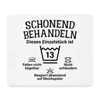 Schonend Behandeln 13. Geburtstag Einzelstück 13 - Mousepad (Querformat) - Weiß - Vorne