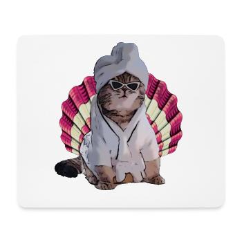 cool Cat in Spa - Mousepad (Querformat) - Weiß - Vorne
