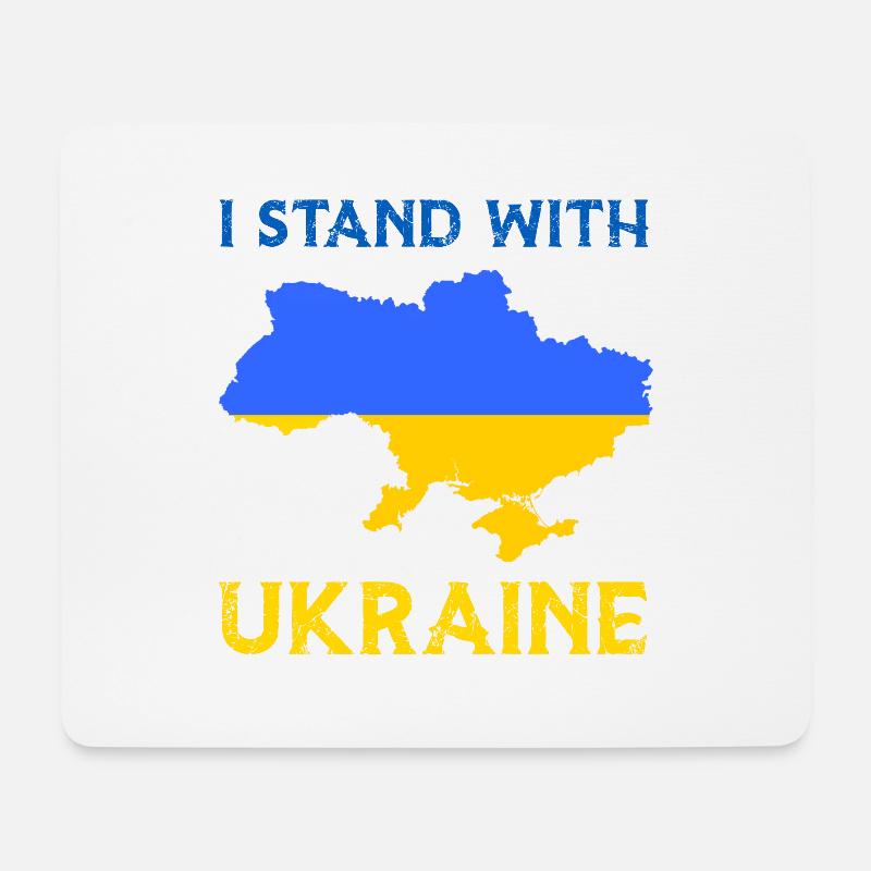 I Stand With Ukraine Flag - Ukraine Strong - Tapis de souris (format paysage) - blanc