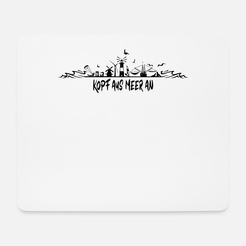 Kopf Aus Meer An Skyline Fischkutter Küste Nordsee - Mousepad (Querformat) - Weiß