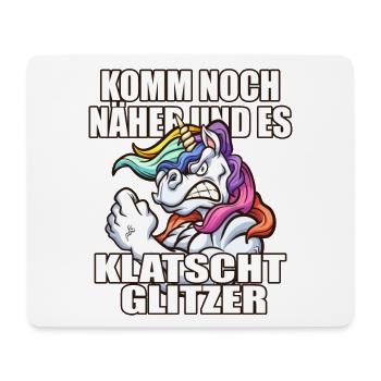 Einhorn komm näher und es klatscht glitzer - Mousepad (Querformat) - Weiß - Vorne