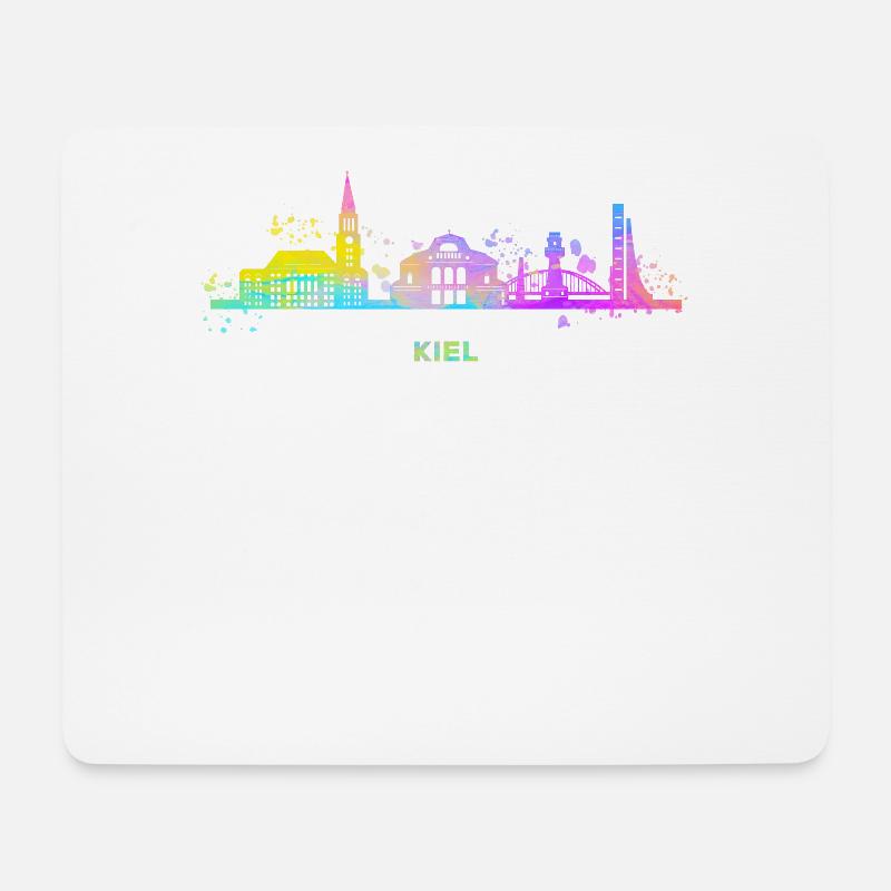 Kiel Skyline Bunt Kieler Norddeutschland - Mousepad (Querformat) - Weiß