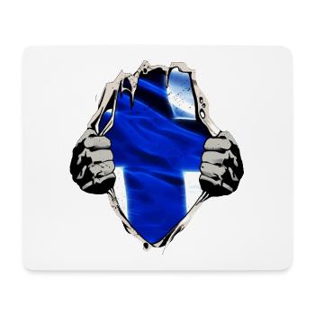 Finnland - Finnische Flagge unterm Shirt - Mousepad (Querformat) - Weiß - Vorne