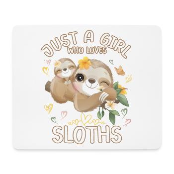 Sloth Baby Sloth Juste une fille qui aime les paresseux - Tapis de souris (format paysage) - blanc - Devant