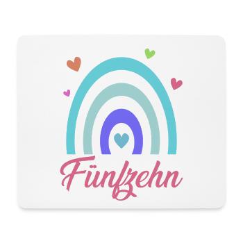 15. Geburtstag Regenbogen - Mousepad (Querformat) - Weiß - Vorne
